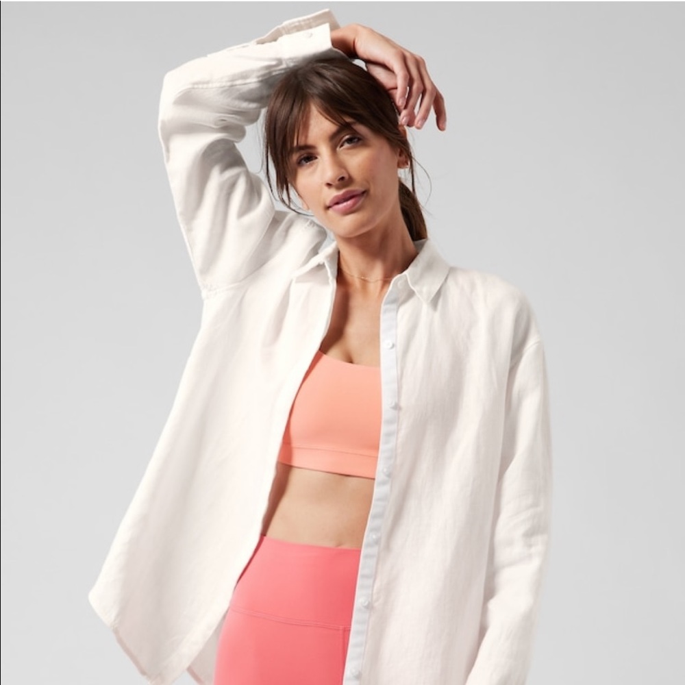 Athleta white button up top blouse